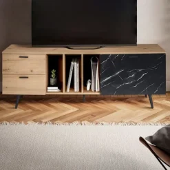 Rootz Lowboard 150 cm TV-skab - TV-stativ - Marmor Sort Design - Moderne Stil - Rummelig opbevaring - Holdbar konstruktion - 150 cm x 55 cm x 40 cm
