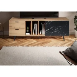 Rootz Lowboard 150 cm TV-skab - TV-stativ - Marmor Sort Design - Moderne Stil - Rummelig opbevaring - Holdbar konstruktion - 150 cm x 55 cm x 40 cm
