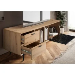 Rootz Lowboard 150 cm TV-skab - TV-stativ - Marmor Sort Design - Moderne Stil - Rummelig opbevaring - Holdbar konstruktion - 150 cm x 55 cm x 40 cm