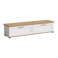 Rootz Lowboard - TV Stand - Entertainment Unit - Ample Storage - 164x37x40 cm - Hvid og brun