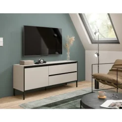 Rootz Lowboard - TV Stand - Entertainment Unit - Ample Storage - 150 cm x 62 cm x 38 cm