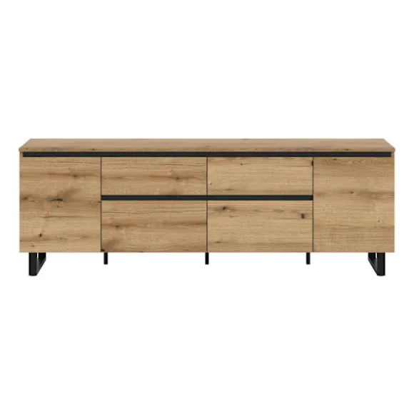 Rootz Lowboard - TV Stand - Medieopbevaring - Rigelig plads - Brun og sort - 188x65x36 cm