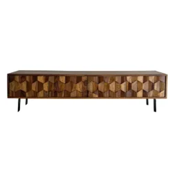 Rootz Lowboard - TV-stander - Underholdningsenhed - Høj belastningskapacitet - 160 cm x 40 cm x 35 cm - Sheesham Brown & Black Iron