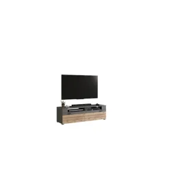 Rootz Lowboard Freno - TV Stand - Entertainment Center - Gray Replica - Nox Oak Replica - Modular Design - Bæredygtig - 140 cm x 43 cm x 40 cm