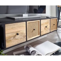 Rootz lowboard hængende mango massivt træ - metal 150x25x35 cm TV skab sort - Design TV stativ moderne - TV skab væg - TV kommode TV kommode til ophæn | Fyndiq
