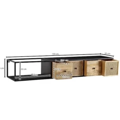 Rootz lowboard hængende mango massivt træ - metal 150x25x35 cm TV skab sort - Design TV stativ moderne - TV skab væg - TV kommode TV kommode til ophæn | Fyndiq