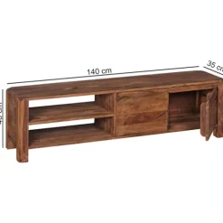 Rootz Lowboard hårdttræ sheesham kiste 140 cm TV-bræt opbevaringsrum i landlig stil skab 40 cm tv-skab