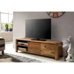 Rootz Lowboard hårdttræ sheesham kiste 140 cm TV-bræt opbevaringsrum i landlig stil skab 40 cm tv-skab