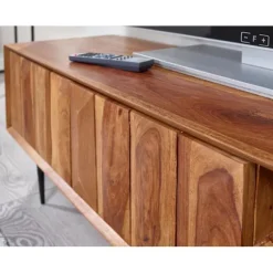 Rootz lowboard massivt sheesham træ 123x42x35 cm tv kommode med to døre - Design tv skab høj - tv stand tv skab moderne - tv kommode stue