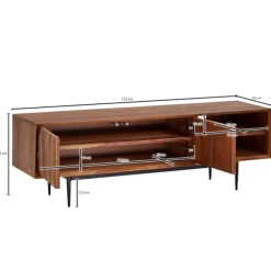 Rootz lowboard massivt sheesham træ 123x42x35 cm tv kommode med to døre - Design tv skab høj - tv stand tv skab moderne - tv kommode stue