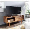 Rootz lowboard massivt sheesham træ 95x44x34 cm TV kommode med skydedør - Design TV skab høj - TV stativ TV skab moderne - TV kommode stue