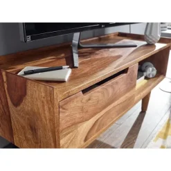 Rootz lowboard massivt sheesham træ 95x44x34 cm TV kommode med skydedør - Design TV skab høj - TV stativ TV skab moderne - TV kommode stue