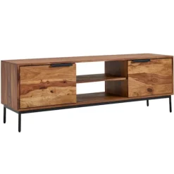 Rootz lowboard massivt sheesham træ 147x51x38 cm tv kommode med to døre - Design tv skab høj - tv stand tv skab moderne - tv kommode stue