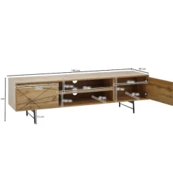 Rootz lowboard træ eg indretning 160x45x40 cm TV kommode med to døre - Design TV skab høj - TV stativ TV skab moderne - TV kommode stue