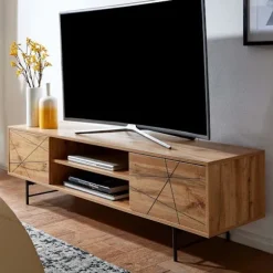 Rootz lowboard træ eg indretning 160x45x40 cm TV kommode med to døre - Design TV skab høj - TV stativ TV skab moderne - TV kommode stue