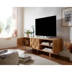Rootz lowboard træ eg indretning 160x51x40 cm TV kommode med to døre - Design TV skab høj - TV stativ TV skab moderne - TV kommode stue