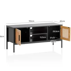 Rootz Lowboard tv-skab - 110 cm tv-stativ - Mediekonsol - Wienerfletdesign - Rummelig opbevaring - Kabelstyring - Holdbar konstruktion - 110 cm x 40 c | Fyndiq