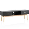 Rootz Lowboard tv-skab - 150 cm tv-stativ - sort og eg tv-konsol - moderne design - rummelig opbevaring - holdbar konstruktion - 150 cm x 50 cm x 40 c | Fyndiq