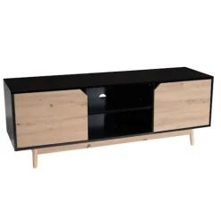 Rootz Lowboard TV-skab - TV-kommode - Underholdningsenhed - Moderne sort eg-design - Rummelig opbevaring - Kabelstyring - Gulvbeskyttelse - 150 cm x 4 | Fyndiq