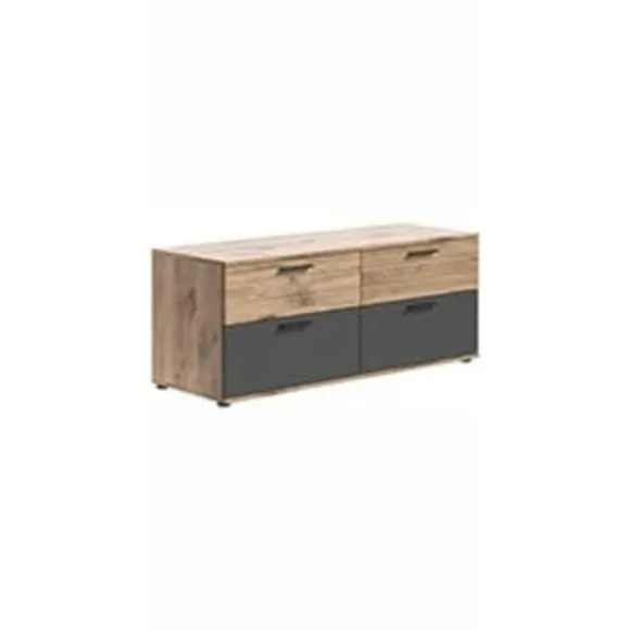 Rootz Mason Lowboard - Gray - TV Stand - Buffet - Basalt Gray Front - Nox Oak Body - Bæredygtig - 130 cm x 53 cm x 44 cm