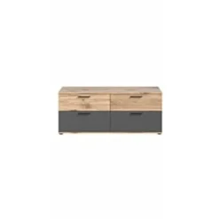 Rootz Mason Lowboard - Gray - TV Stand - Buffet - Basalt Gray Front - Nox Oak Body - Bæredygtig - 130 cm x 53 cm x 44 cm
