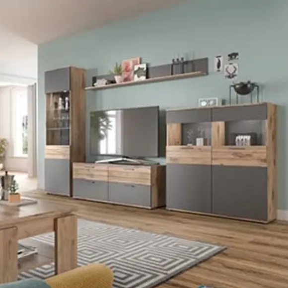 Rootz Mason Lowboard - Gray - TV Stand - Buffet - Basalt Gray Front - Nox Oak Body - Bæredygtig - 130 cm x 53 cm x 44 cm