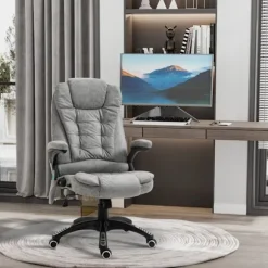 Rootz Massage Kontorstol - Ergonomisk Executive Stol - Varmeelementer - Højdejusterbar - 68cm x 72cm x 110-120cm - Grå