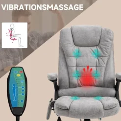 Rootz Massage Kontorstol - Ergonomisk Executive Stol - Varmeelementer - Højdejusterbar - 68cm x 72cm x 110-120cm - Grå