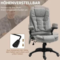 Rootz Massage Kontorstol - Ergonomisk Executive Stol - Varmeelementer - Højdejusterbar - 68cm x 72cm x 110-120cm - Grå