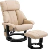 Rootz Massagestol - Afslapningsseng med liggefunktion - Tv-stol - Hvilestol - Ergonomisk stol - Lænestol med skammel - Beige - 76 x 80 x 102 cm