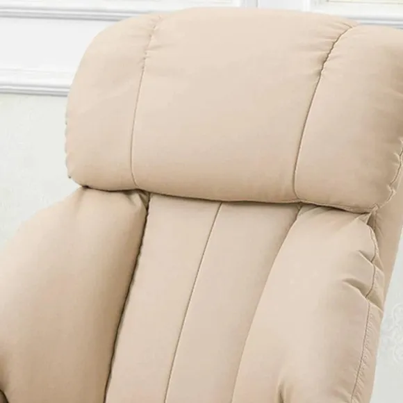 Rootz Massagestol - Afslapningsseng med liggefunktion - Tv-stol - Hvilestol - Ergonomisk stol - Lænestol med skammel - Beige - 76 x 80 x 102 cm