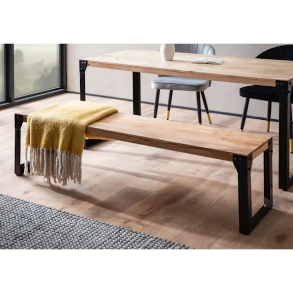Rootz Massiv spisebænk - Industriel stil - Træbænk - Håndlavet - Op til 3 personer - 140 cm x 40 cm x 45 cm - Naturlig og unik finish