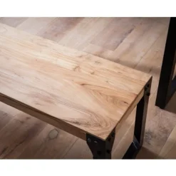 Rootz Massiv spisebænk - Industriel stil - Træbænk - Håndlavet - Op til 3 personer - 140 cm x 40 cm x 45 cm - Naturlig og unik finish