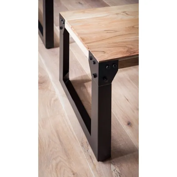 Rootz Massiv spisebænk - Industriel stil - Træbænk - Håndlavet - Op til 3 personer - 140 cm x 40 cm x 45 cm - Naturlig og unik finish