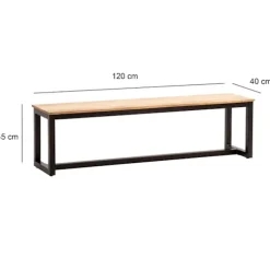 Rootz Massiv spisebænk - Loftstil siddepladser - Håndlavet træbank - Naturligt trækorn - 120 cm x 40 cm x 45 cm