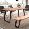 Rootz massivt træ spisebord - Bondegårdsbord - Live Edge Bord - Akacietræ - U-formede metalben - 200cm x 100cm x 76cm