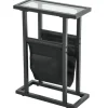 Rootz Metal Side Bord - Slim Bord - Smalt rumtabel - Glasplade, stofpose, stabilitet - 40 cm x 18 cm x 55,5 cm