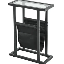 Rootz Metal Side Bord - Slim Bord - Smalt rumtabel - Glasplade, stofpose, stabilitet - 40 cm x 18 cm x 55,5 cm