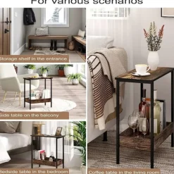 Rootz Metal Sidebord - Træ Sofabord - Kompakt Endebord - Praktisk opbevaringsløsning - 50cm x 55cm x 25cm