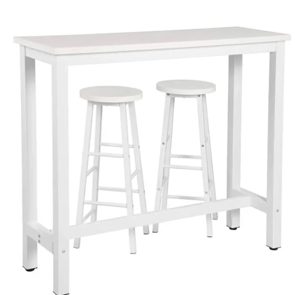 Rootz Modern Barbord og Taburet Sæt - Pub Bord Sæt - Spisebordssæt i bordhøjde - Robust metalstel - Ridsefast - Nem at rengøre - 120 cm x 40 cm (bord) | Fyndiq