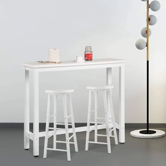 Rootz Modern Barbord og Taburet Sæt - Pub Bord Sæt - Spisebordssæt i bordhøjde - Robust metalstel - Ridsefast - Nem at rengøre - 120 cm x 40 cm (bord) | Fyndiq