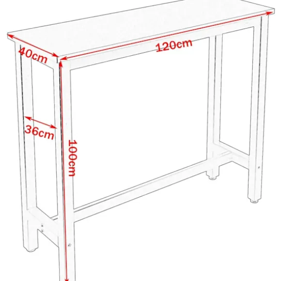 Rootz Modern Barbord og Taburet Sæt - Pub Bord Sæt - Bord i bordhøjde - Holdbart, Ridsefast, Nem Vedligeholdelse - Stålstel, MDF bord - 120 cm x 40 cm | Fyndiq