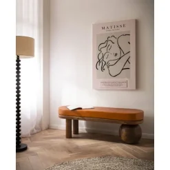 Rootz Modern bænk - Elegant siddeplads - Trælæderbænk - Komfortabel siddeplads til to - 140 cm x 47 cm x 40 cm