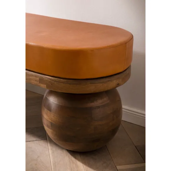 Rootz Modern bænk - Elegant siddeplads - Trælæderbænk - Komfortabel siddeplads til to - 140 cm x 47 cm x 40 cm