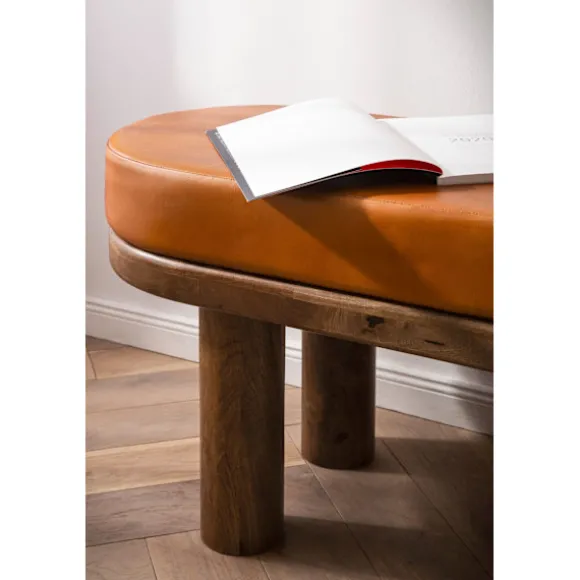 Rootz Modern bænk - Elegant siddeplads - Trælæderbænk - Komfortabel siddeplads til to - 140 cm x 47 cm x 40 cm