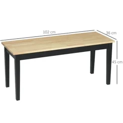 Rootz Modern bænk til 2 personer - Træbænk - Massivt træ - Lakeret - Stue - Entré - Spisestue - Fyrretræ - Naturlig + Sort - 102L x 36W x 45H cm