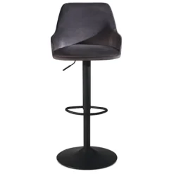 Rootz Modern Design Barstol - Fløjlssæde - Diamantquiltning - Metal trompetbase - 45 cm x 86-106 cm x 45 cm - Grå - 360° rotation - 100 kg Kapacitet | Fyndiq