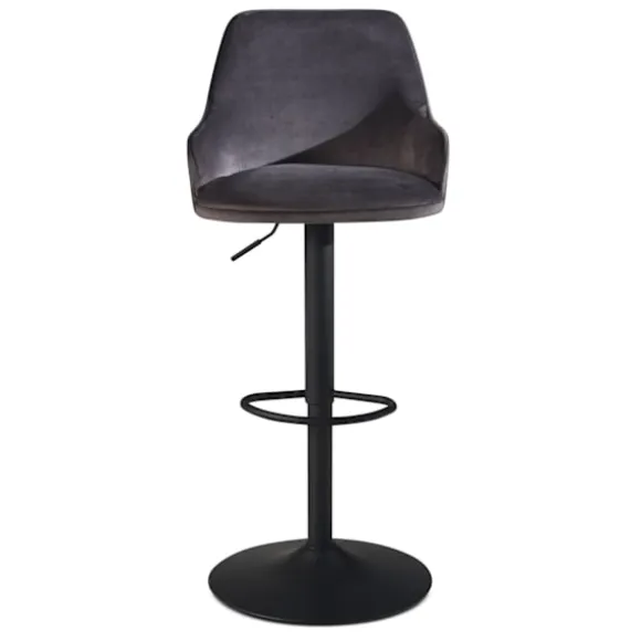Rootz Modern Design Barstol - Fløjlssæde - Diamantquiltning - Metal trompetbase - 45 cm x 86-106 cm x 45 cm - Grå - 360° rotation - 100 kg Kapacitet | Fyndiq