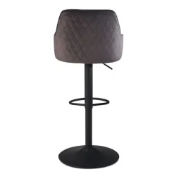 Rootz Modern Design Barstol - Fløjlssæde - Diamantquiltning - Metal trompetbase - 45 cm x 86-106 cm x 45 cm - Grå - 360° rotation - 100 kg Kapacitet | Fyndiq