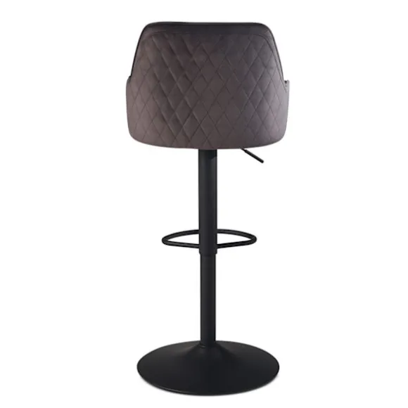 Rootz Modern Design Barstol - Fløjlssæde - Diamantquiltning - Metal trompetbase - 45 cm x 86-106 cm x 45 cm - Grå - 360° rotation - 100 kg Kapacitet | Fyndiq